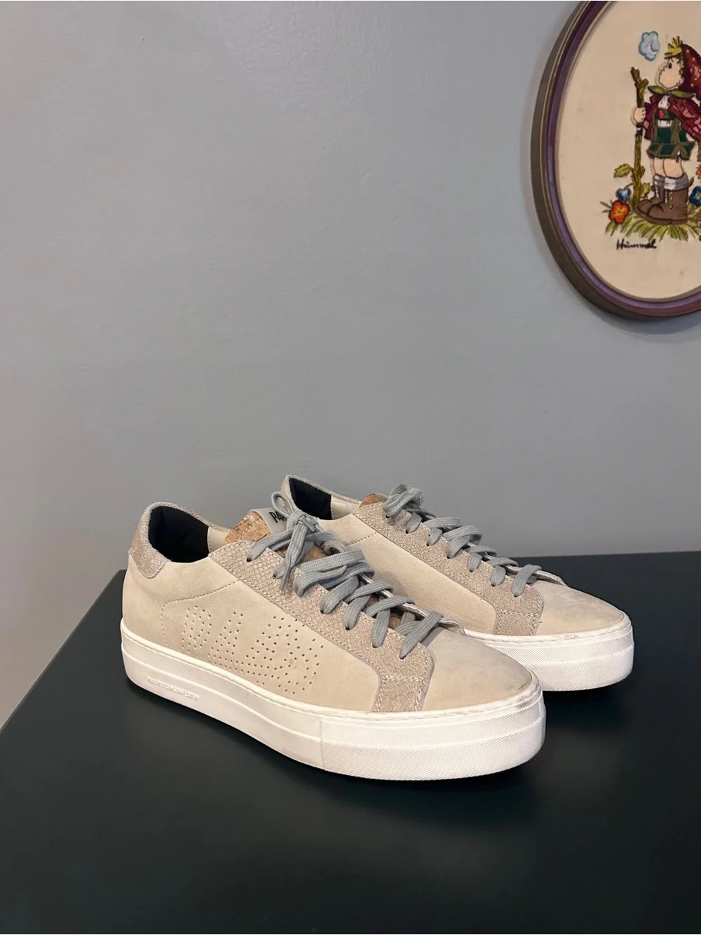 P448 Suede Low-Top Sneakers in Beige Gray